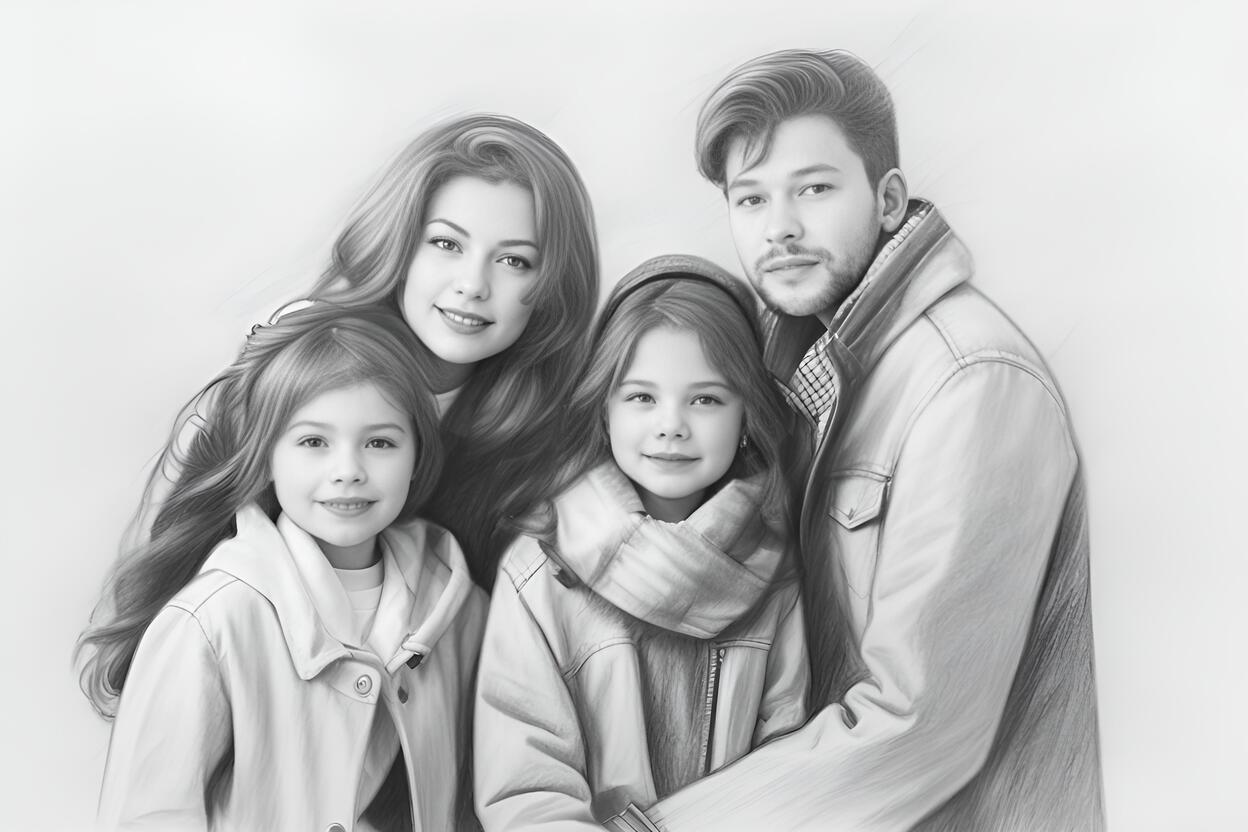 Family Photo to Sketch Drawing