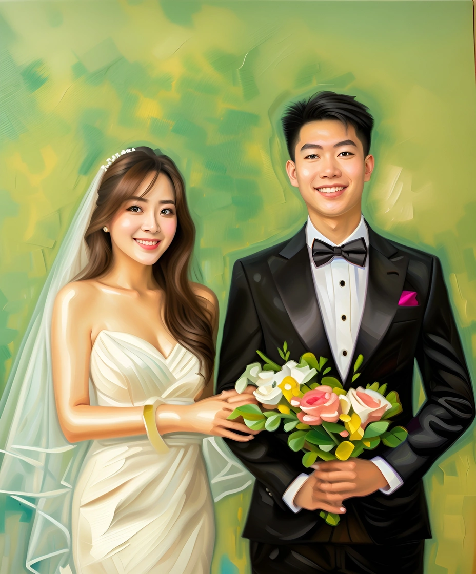 Foto de casamento para pintura a óleo