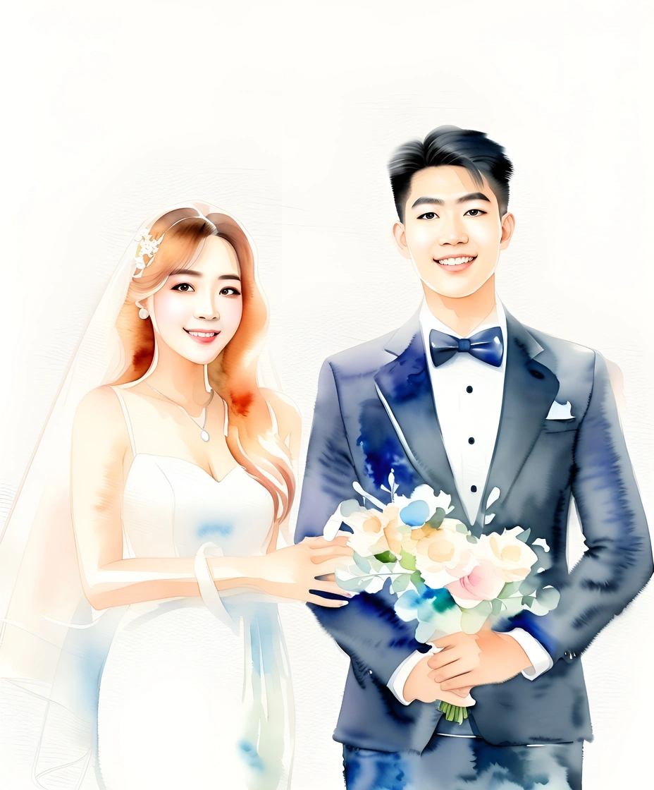 Wedding Photo to Watercolor Painting