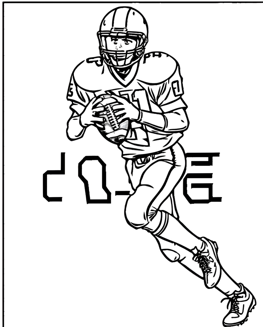 turns American football game photo into a coloring page
