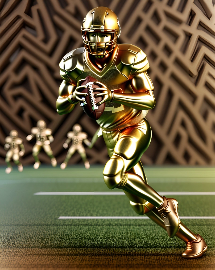 Sculpture of an American football player, created from a reference photo by generative AI similar as MidJourney and ChatGPT