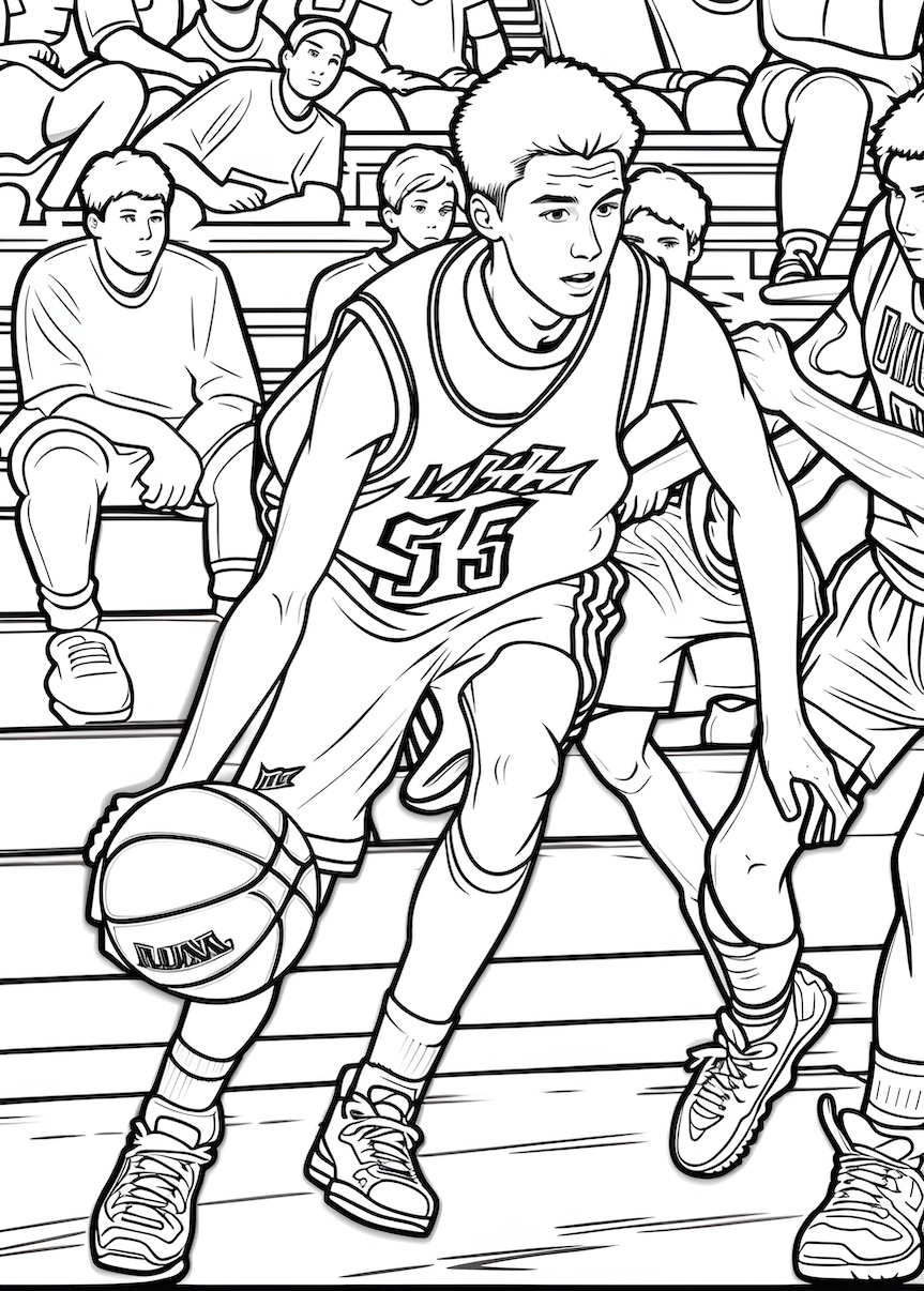 line sketch drawing of a basketball player from a reference photo, created by PortraitArt App