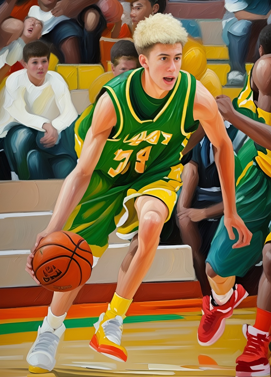 basketball sports oil painting made from photo