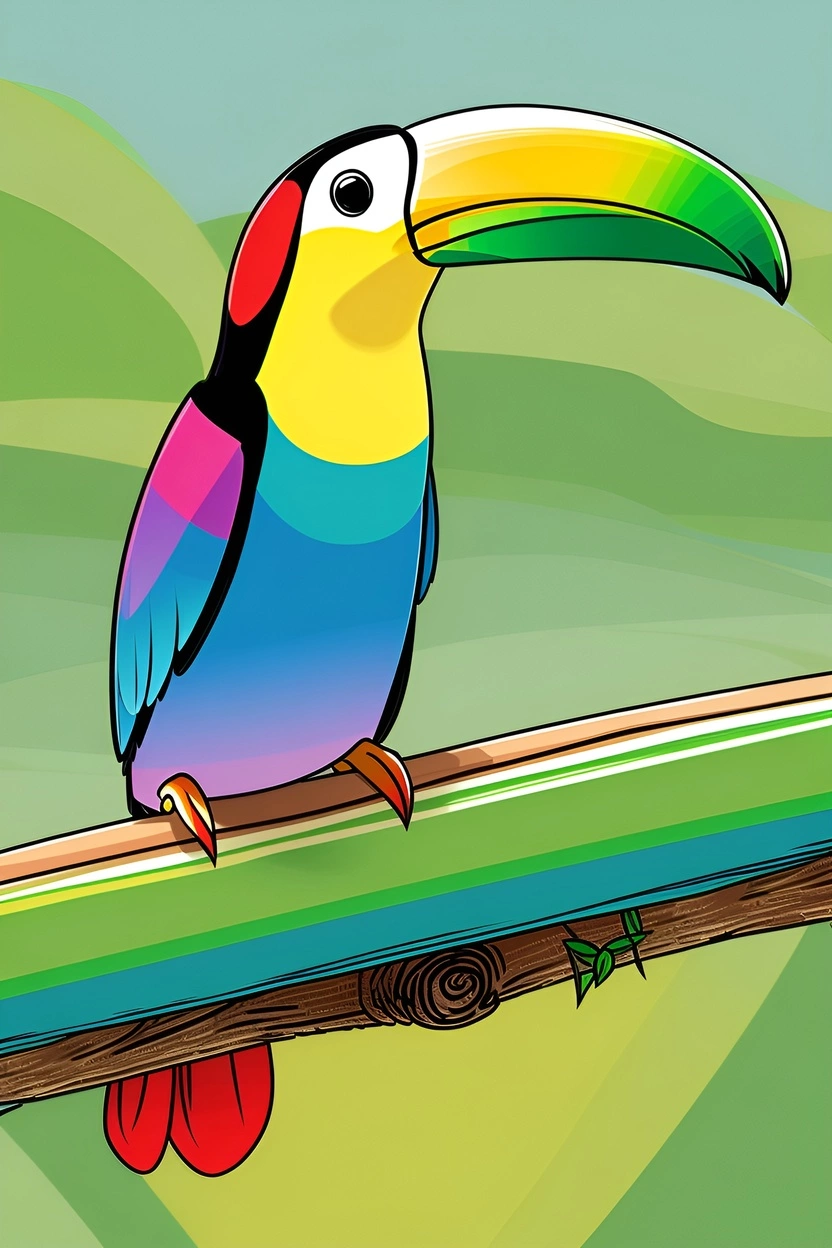 Caricature of a bird, created from a reference photo by generative AI similar as MidJourney and ChatGPT