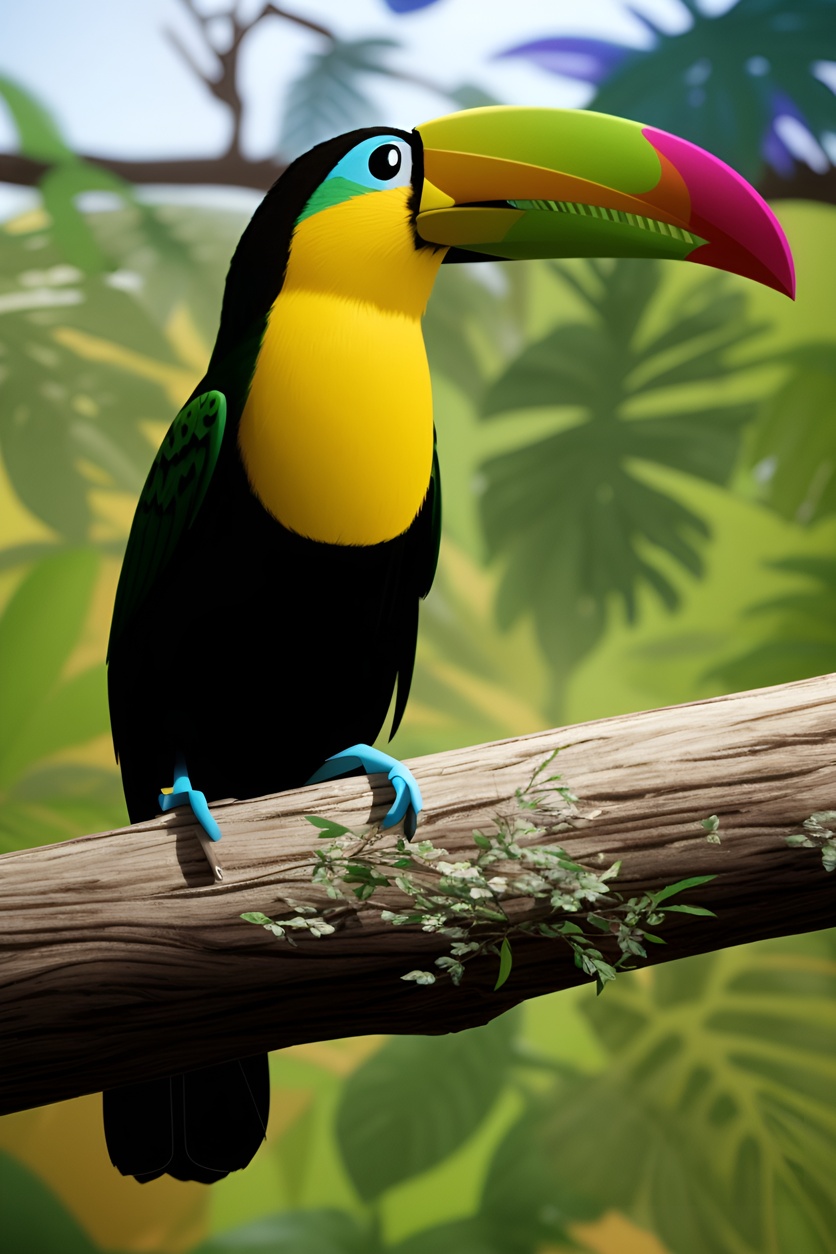 3D Cartoon of a bird, created from a reference photo by generative AI similar as MidJourney and ChatGPT