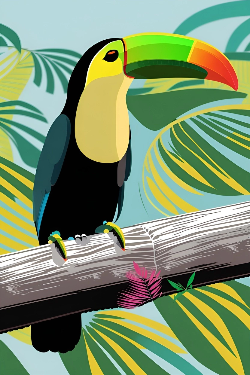 turns bird photo into vector art (illustration)