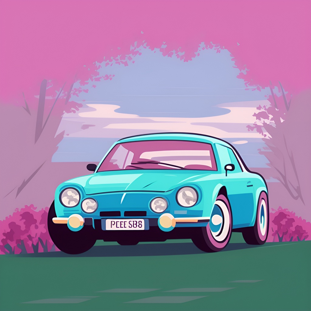 Vector art of a car, created from a reference photo by generative AI similar as MidJourney and ChatGPT