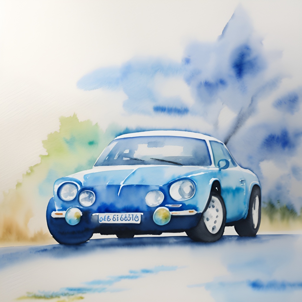 car watercolor painting from a photo, created with PortraitArt