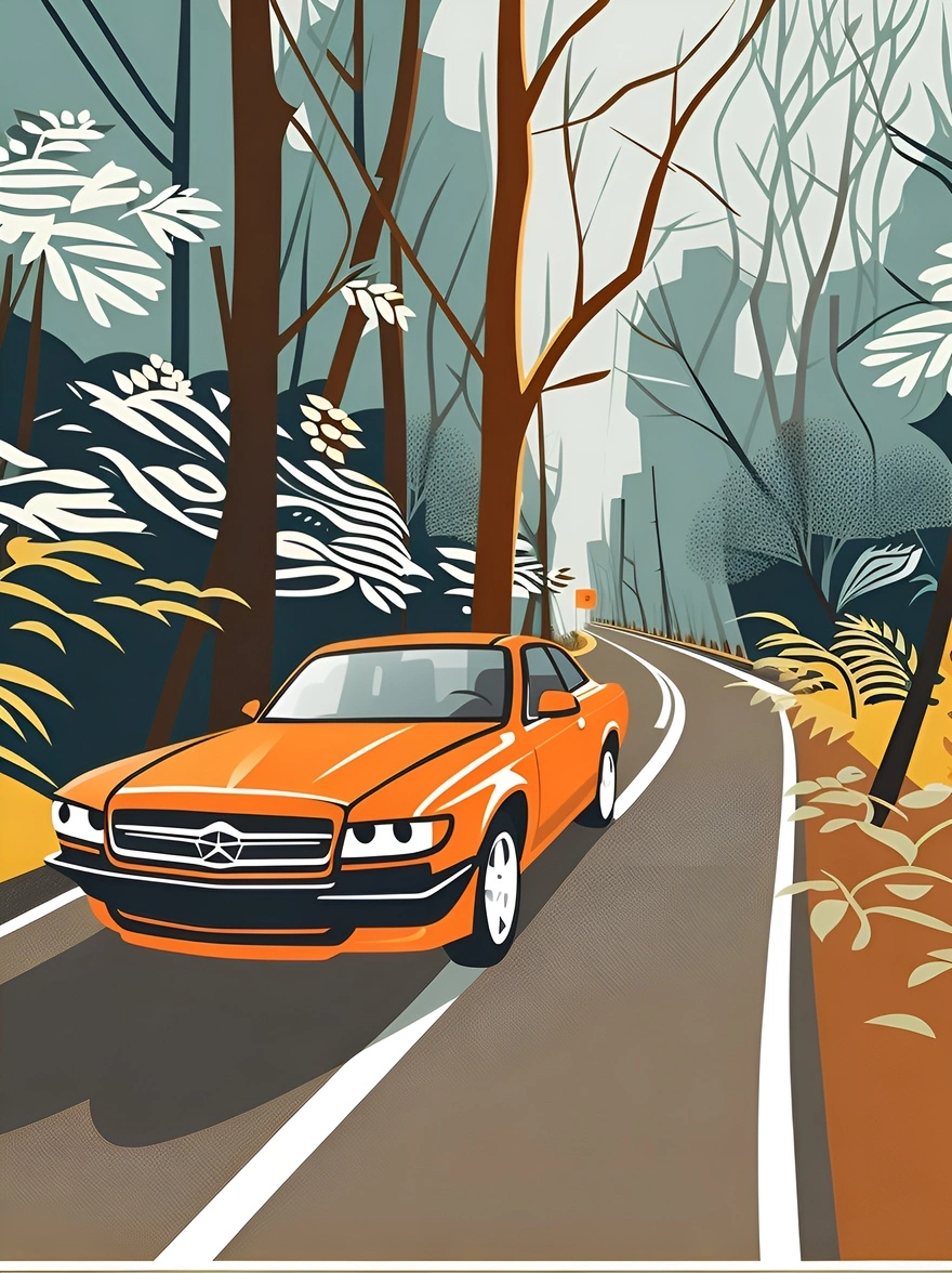 turns car photo into vector art (illustration)