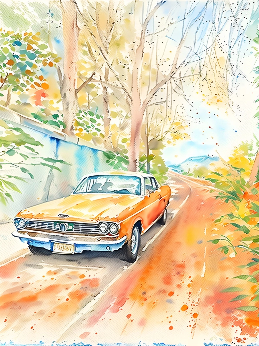 Aquarellmalerei eines Auto