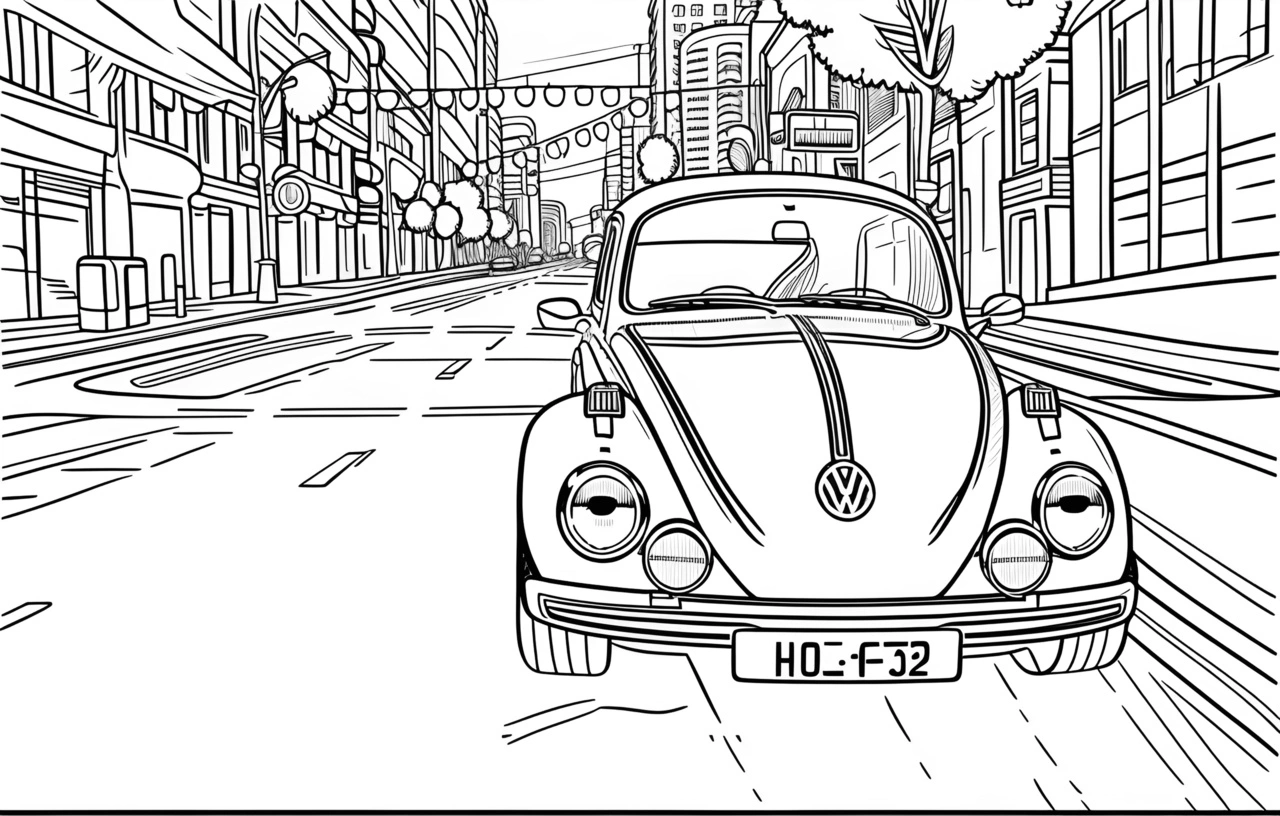 Line sketch drawing of a car, created from a reference photo by generative AI similar as MidJourney and ChatGPT