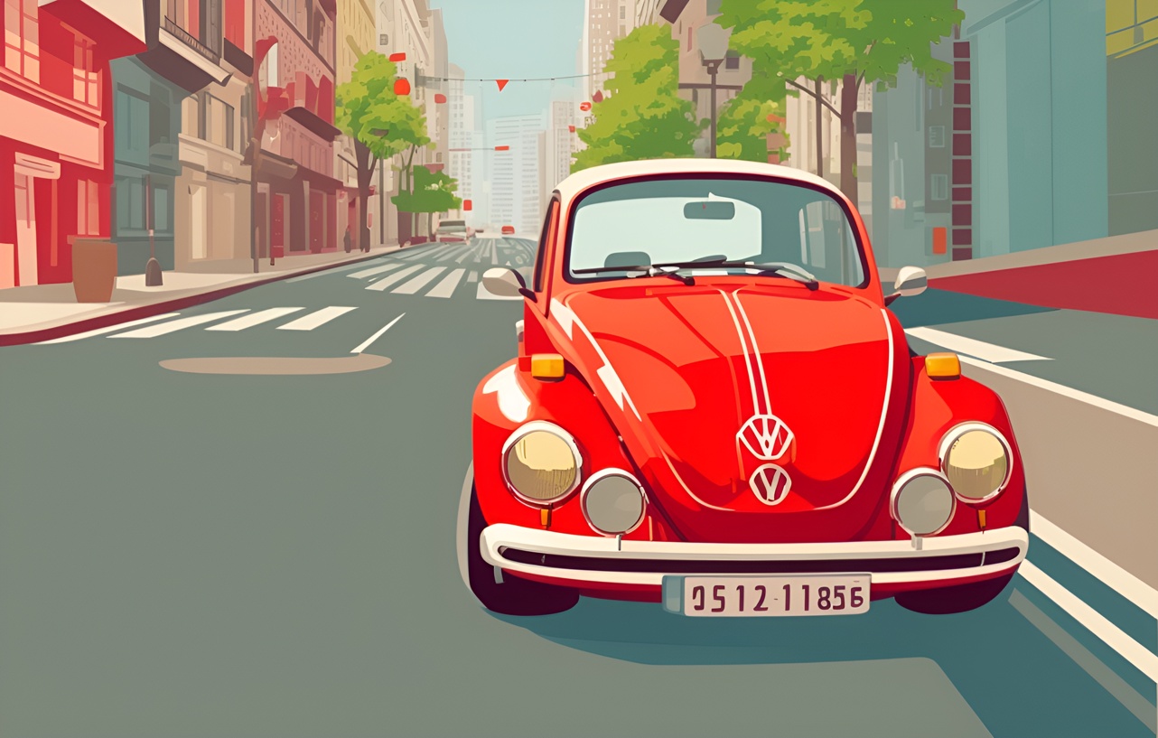 Vector art picture of a car, created from a reference photo by generative AI similar as MidJourney and ChatGPT