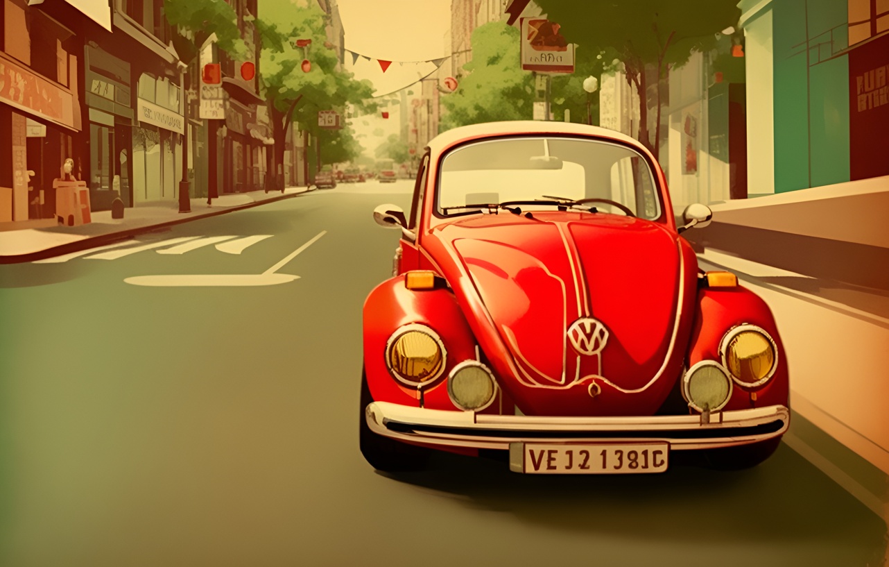 Vintage painting of a car, created from a reference photo by generative AI similar as MidJourney and ChatGPT