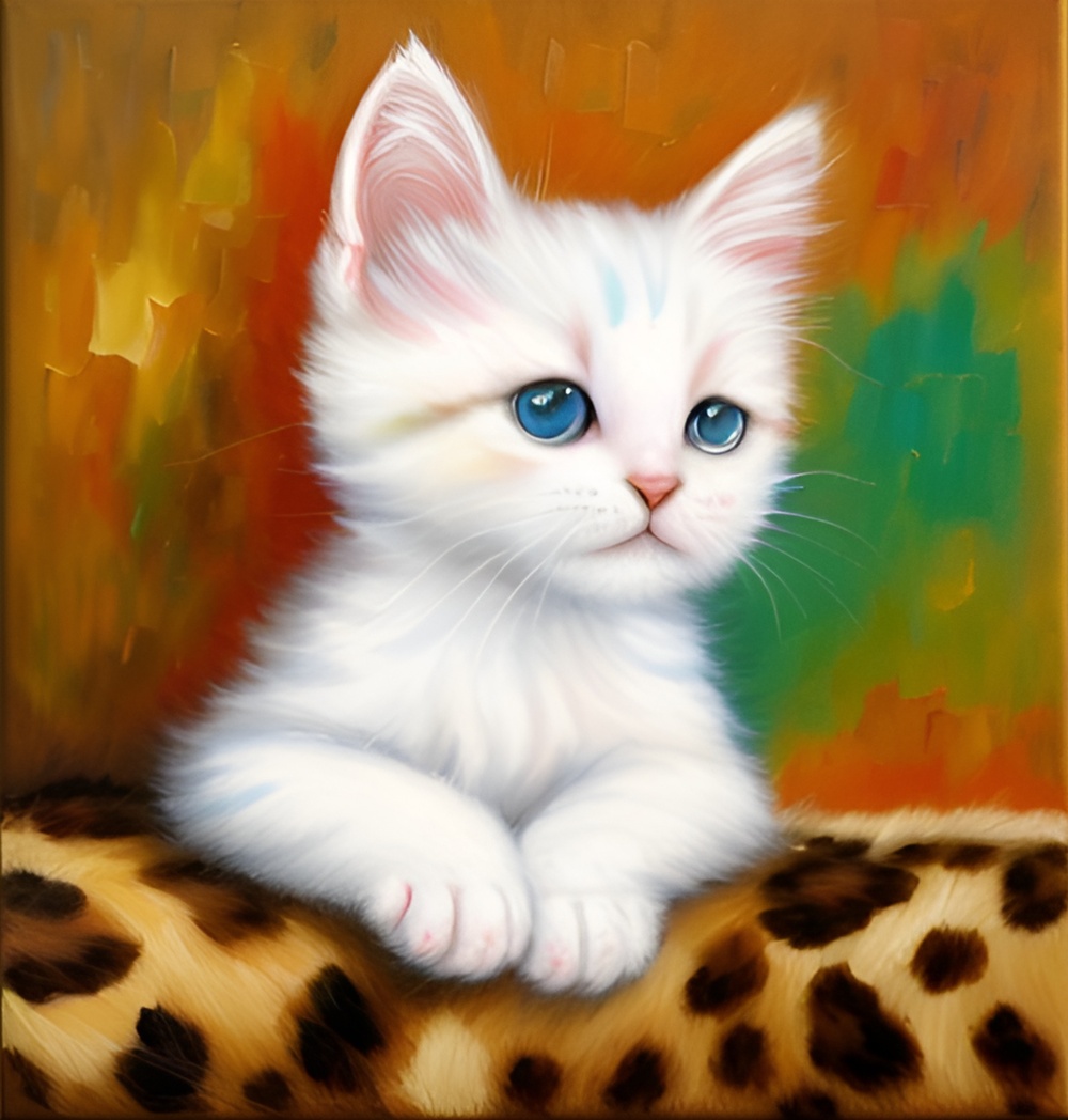 Oil painting of a cat, created from a reference photo by generative AI similar as MidJourney and ChatGPT