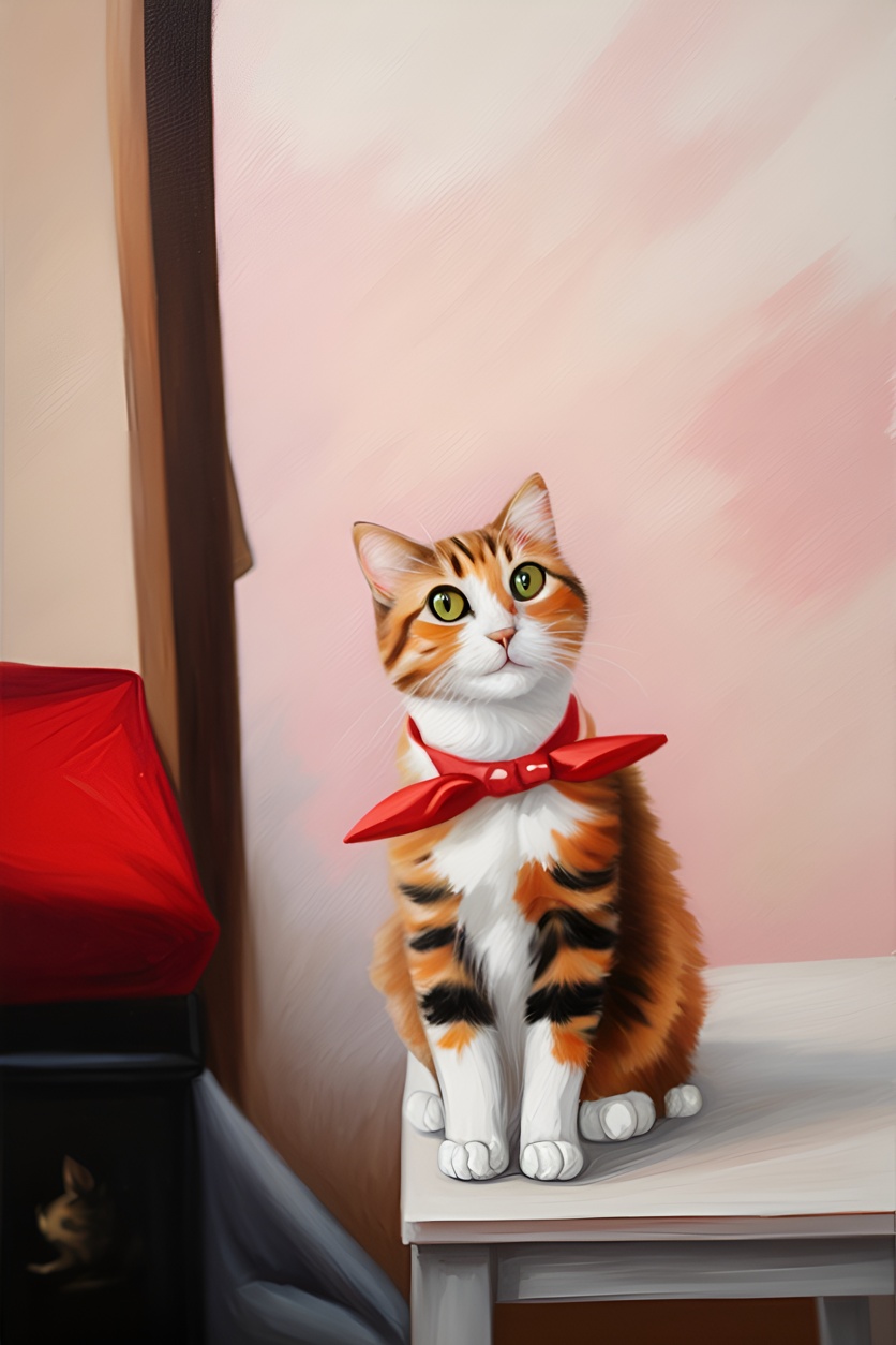 Oil painting of a cat, created from a reference photo by generative AI similar as MidJourney and ChatGPT