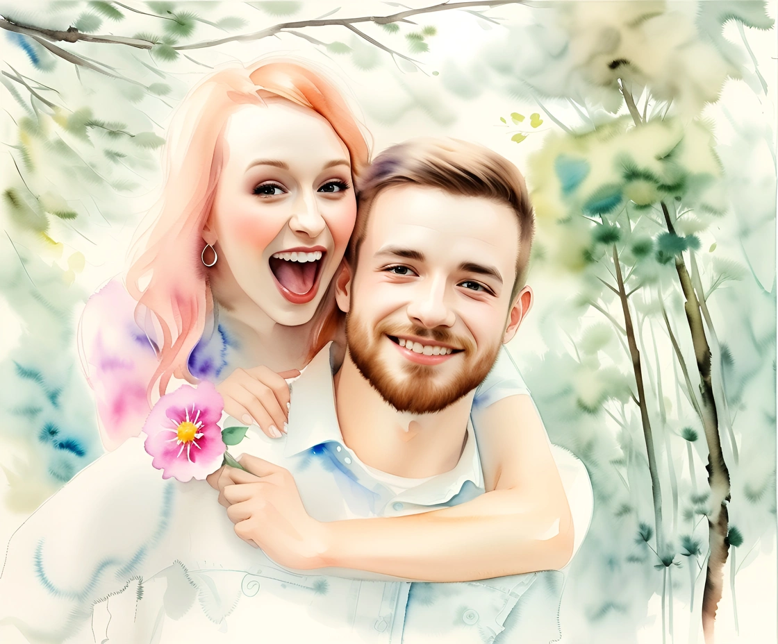 Foto de casamento para pintura em aquarela