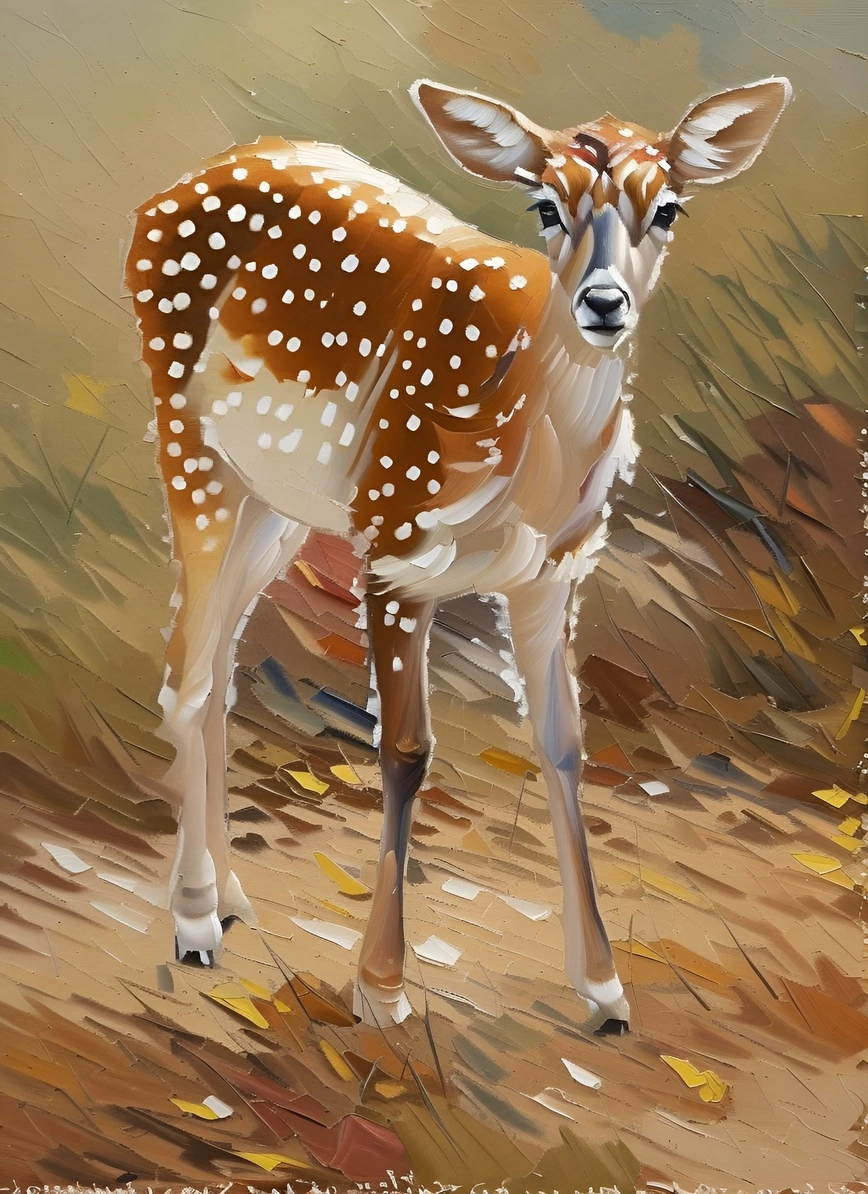 converts animal (deer) photo into oil painting