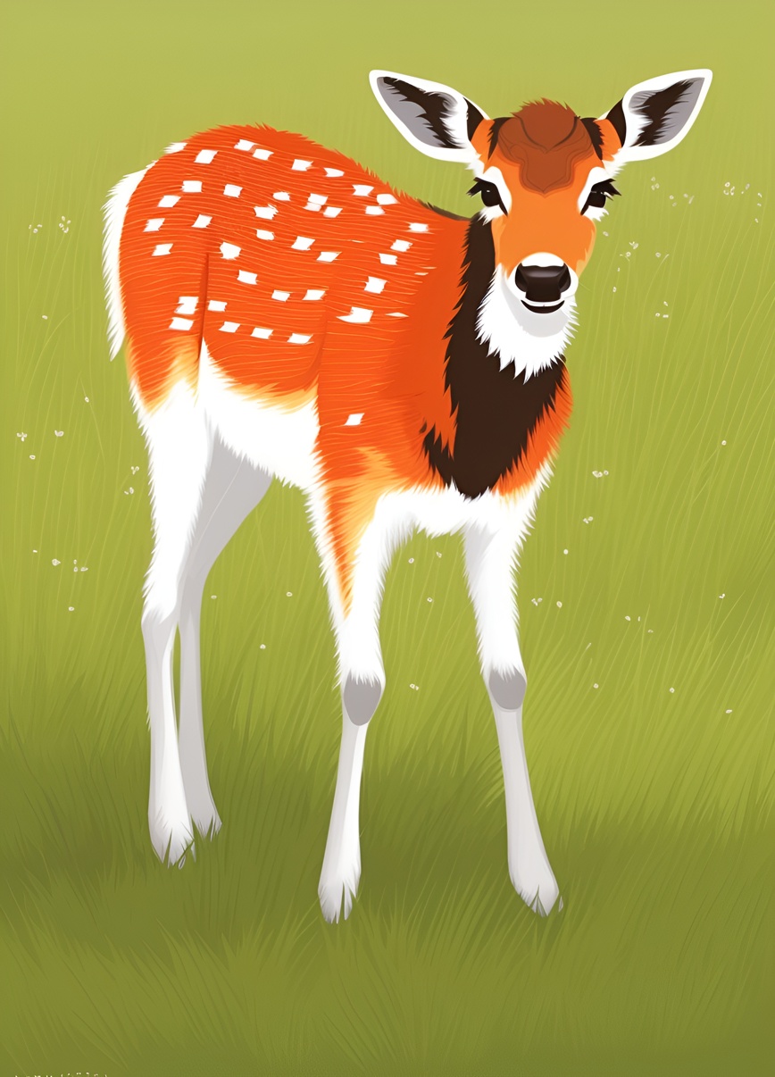 Vector art picture of a deer, created from a reference photo by generative AI similar as MidJourney and ChatGPT