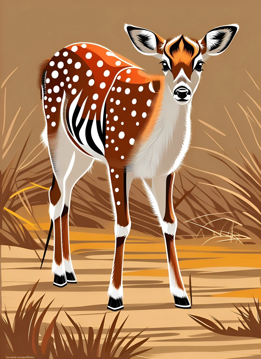 transforme la photo animale (cerf) en art vectoriel (illustration)