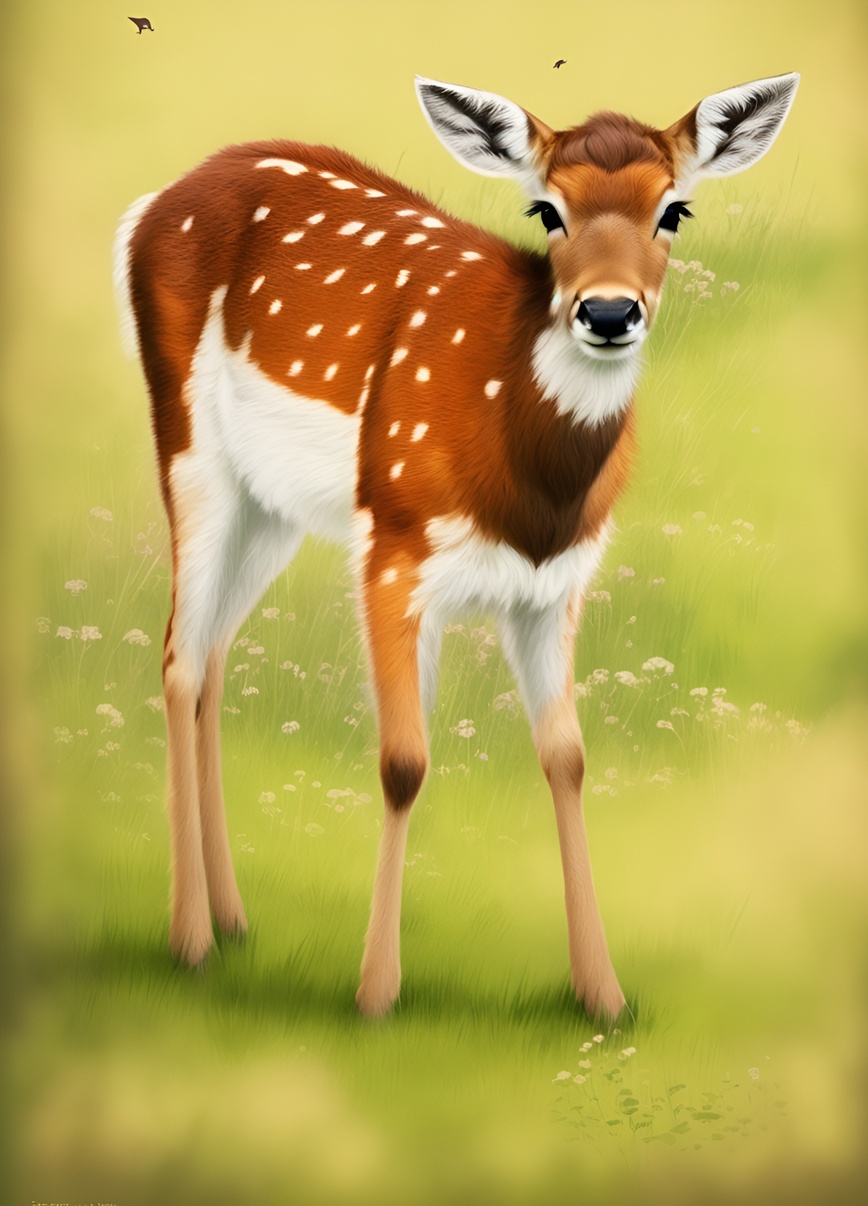 Vintage painting of a deer, created from a reference photo by generative AI similar as MidJourney and ChatGPT