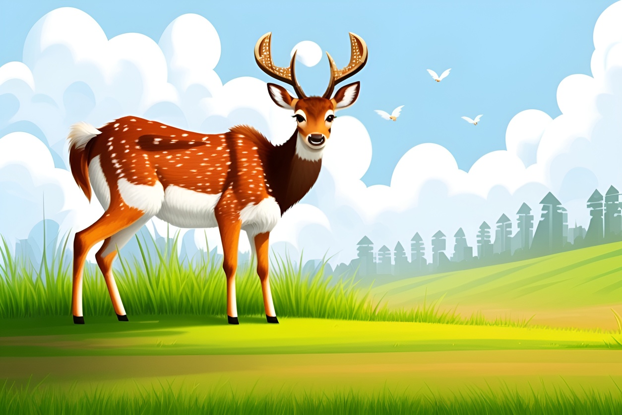Caricature of a deer, created from a reference photo by generative AI similar as MidJourney and ChatGPT