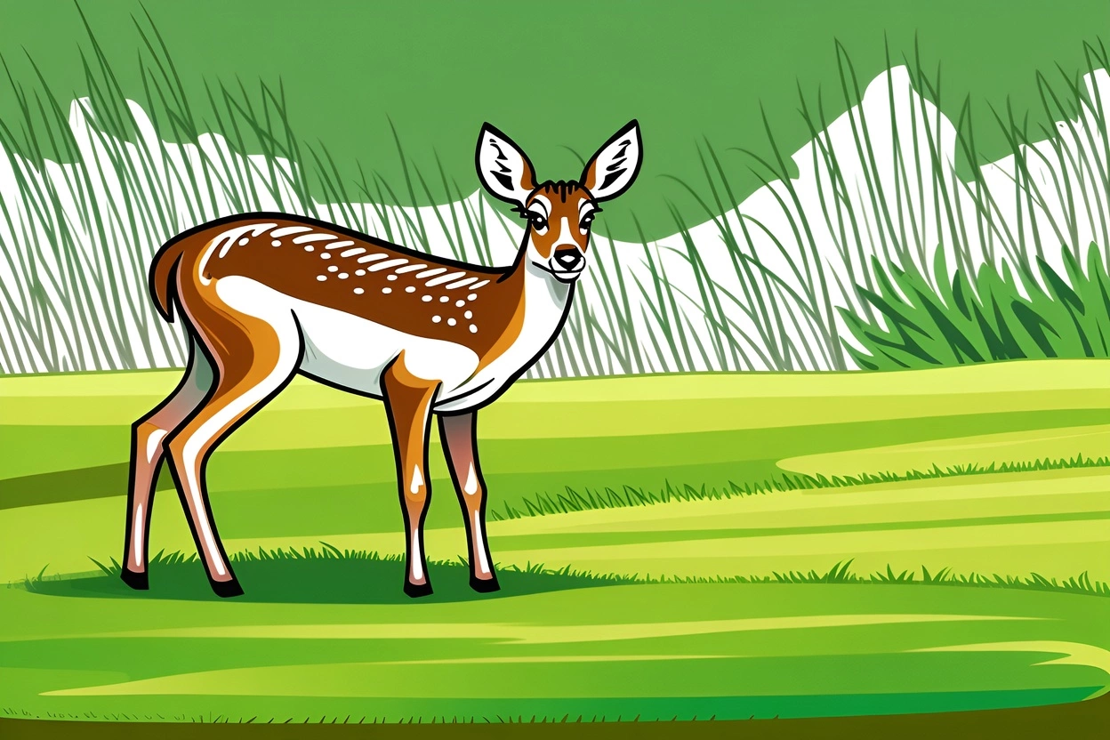 Caricature of a deer, created from a reference photo by generative AI similar as MidJourney and ChatGPT