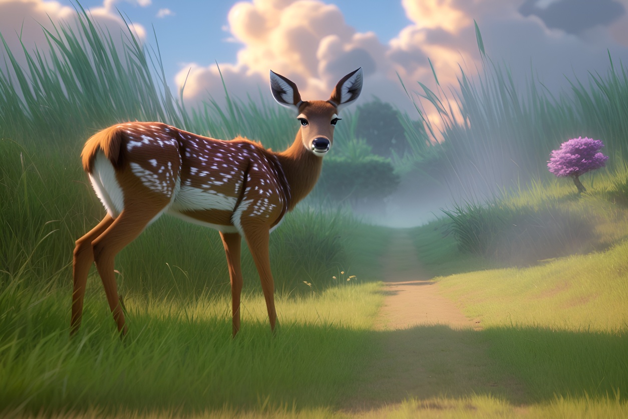 3D cartoon of a deer, created from a reference photo by generative AI similar as MidJourney and ChatGPT
