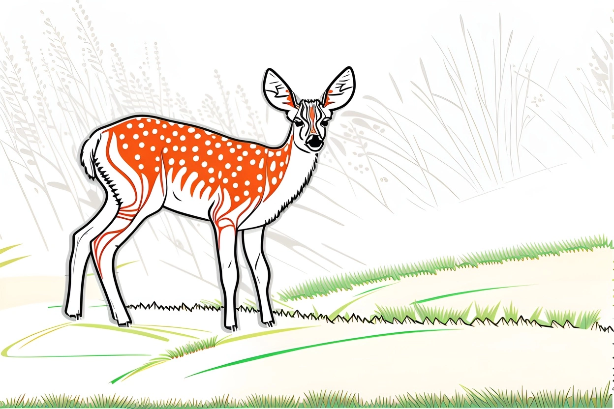 Line art of a deer, created from a reference photo by generative AI similar as MidJourney and ChatGPT