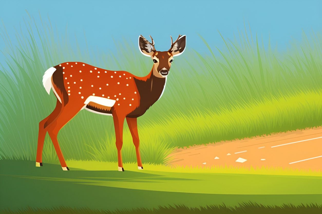 Vector art of a deer, created from a reference photo by generative AI similar as MidJourney and ChatGPT