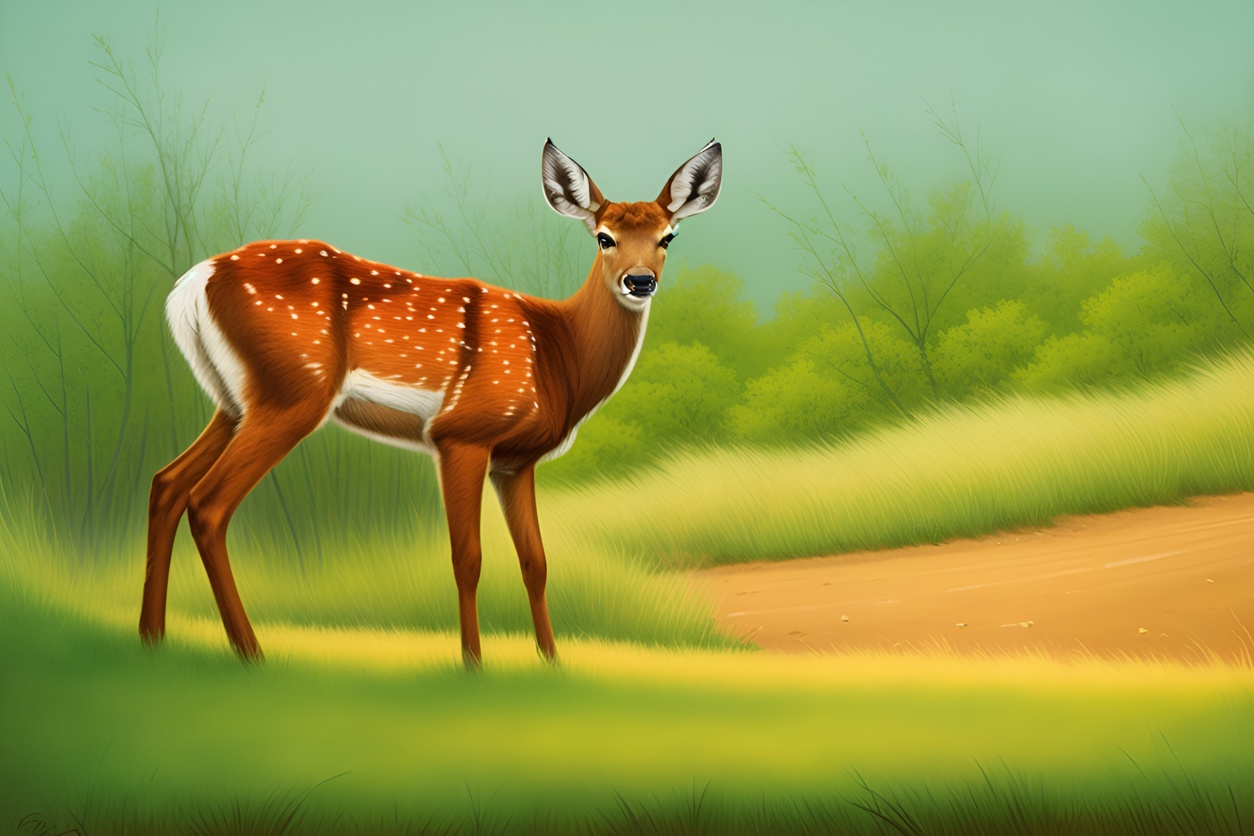 Vintage painting of a deer, created from a reference photo by generative AI similar as MidJourney and ChatGPT