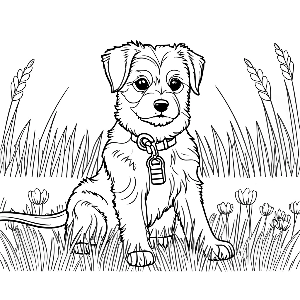 A dog coloring page made from a photo, created by our AI art generator