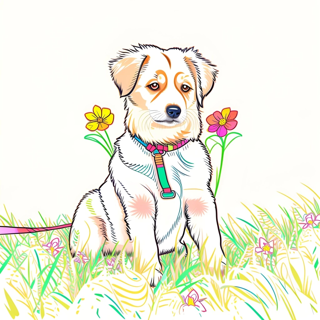 makes line art picture from pet (dog) photo