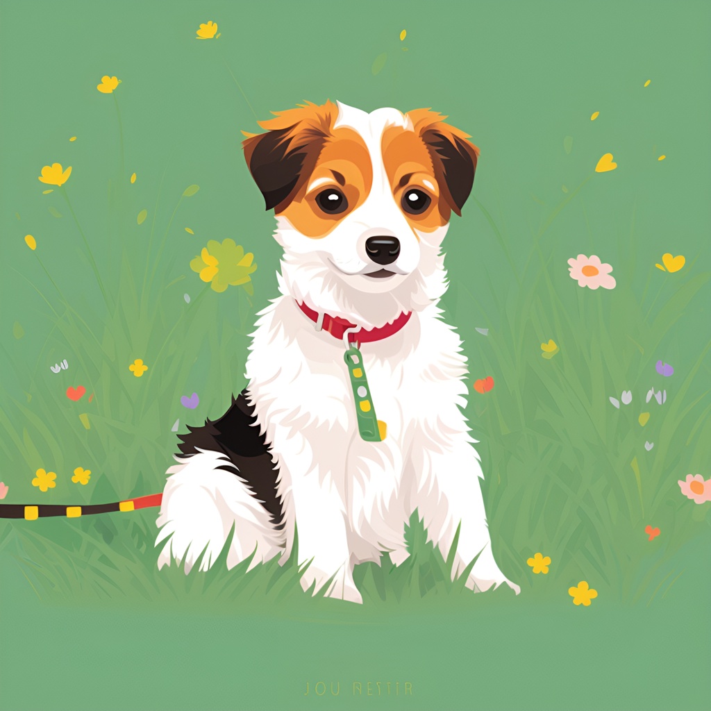 Vector art of a dog, created from a reference photo by generative AI similar as MidJourney and ChatGPT