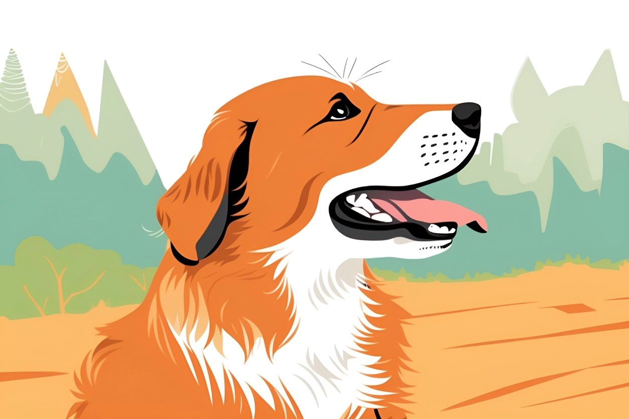 Vector art of a dog, created from a reference photo by generative AI similar as MidJourney and ChatGPT