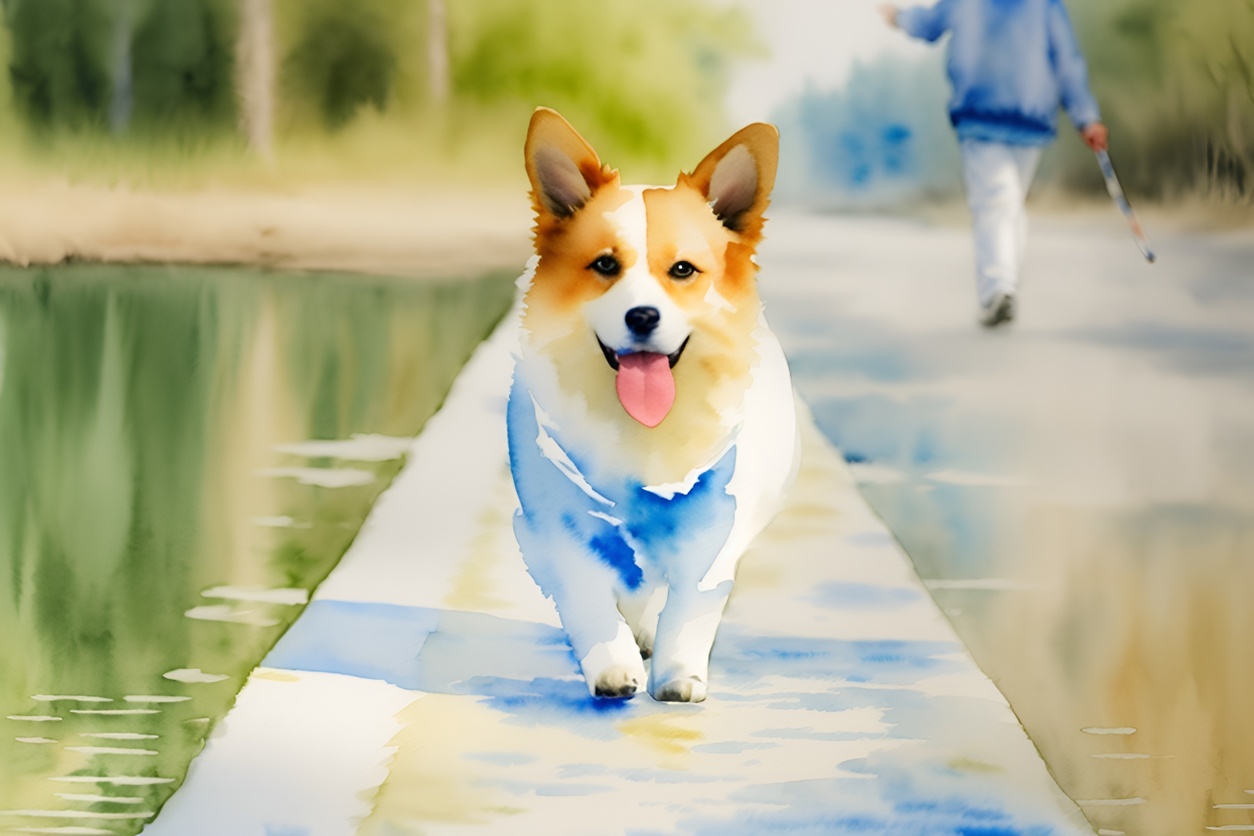 dog watercolor painting from photo, by generative AI similar as midjourney