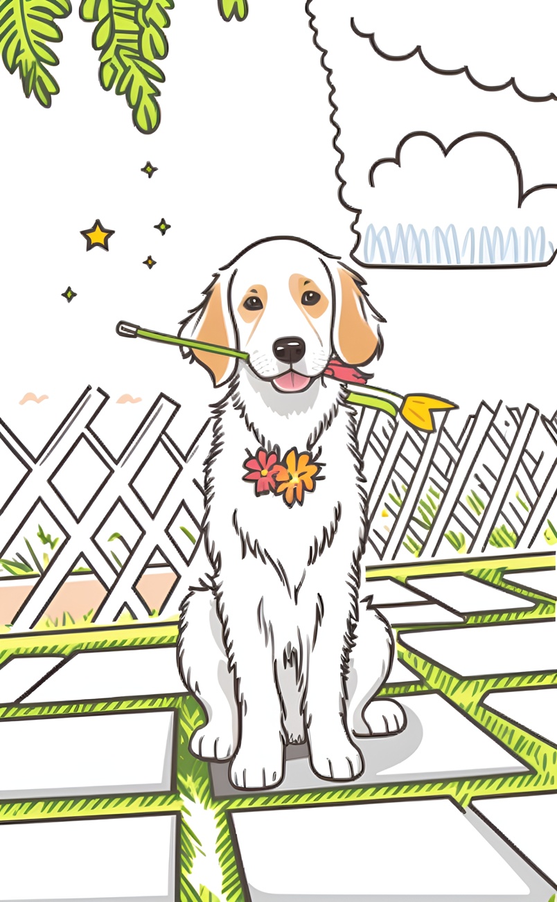 turns pets (dog) photo into line art picture