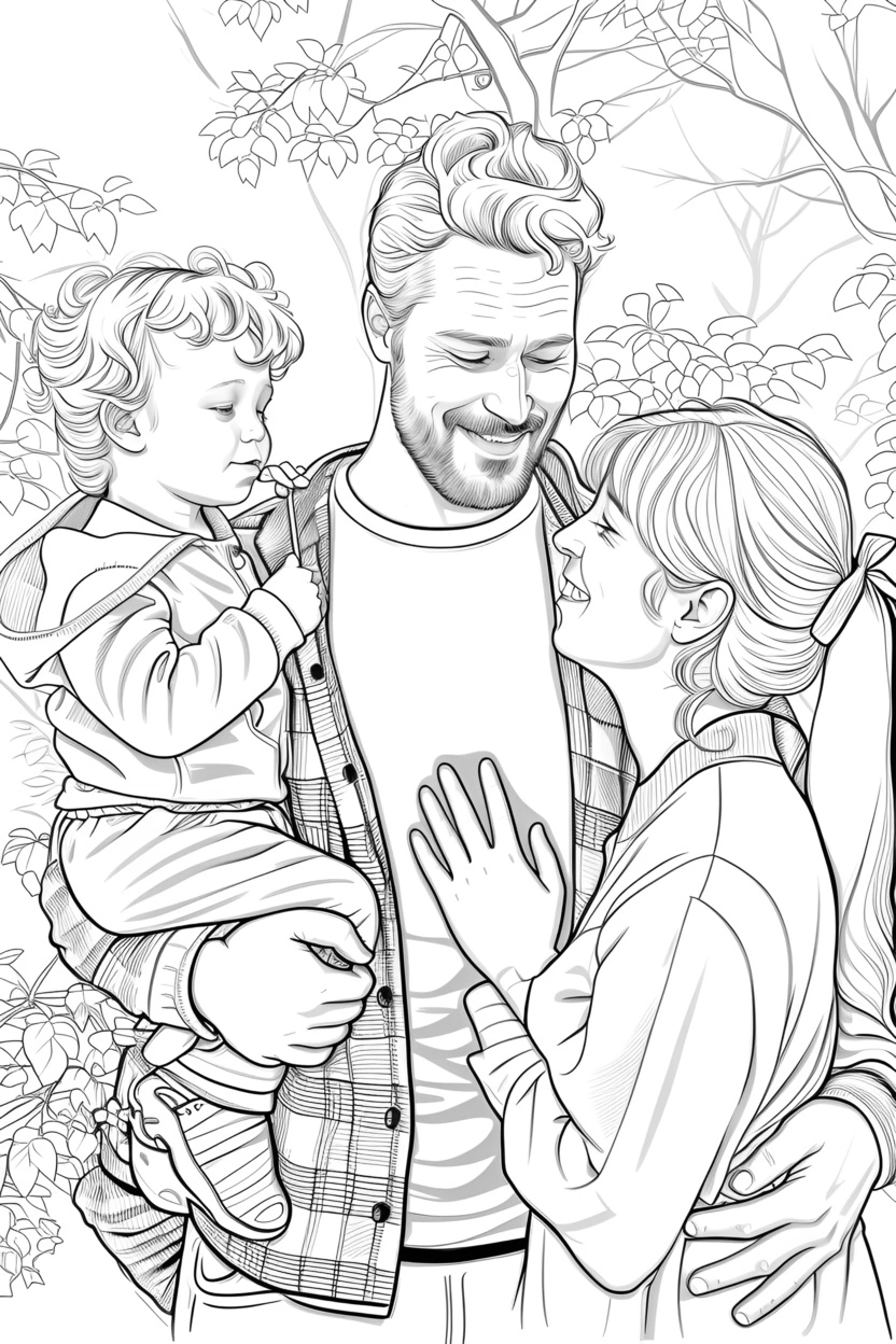 line sketch drawing of a family, created from a reference photo by PortraitArt app