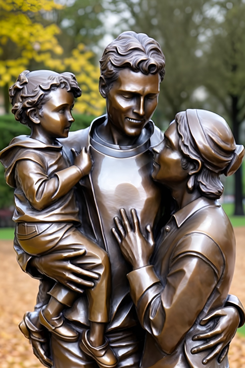 sculpture of a family, created from a reference photo by generative AI similar as MidJourney and ChatGPT
