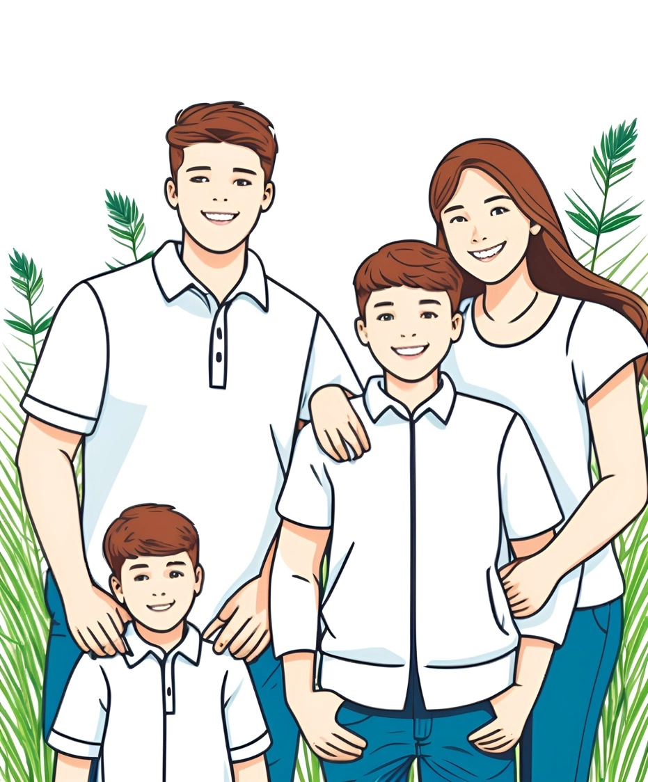 turns family photo into line art picture