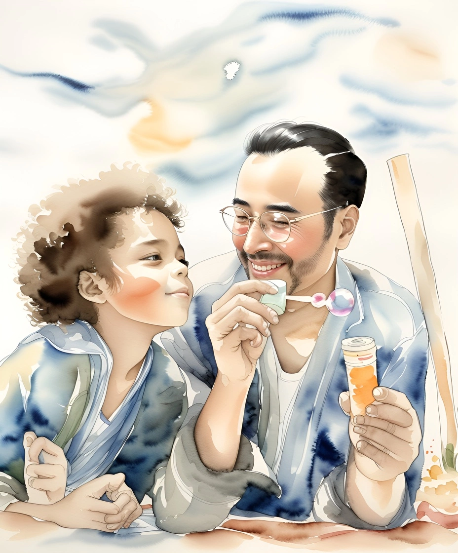 turn family photo into Chinese painting