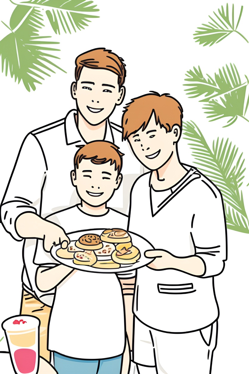 turns family photo into line art picture