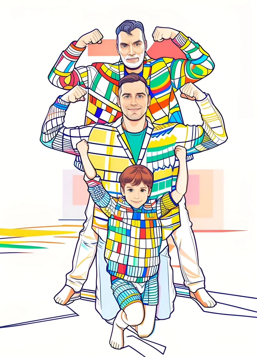 turns family photo into line art picture