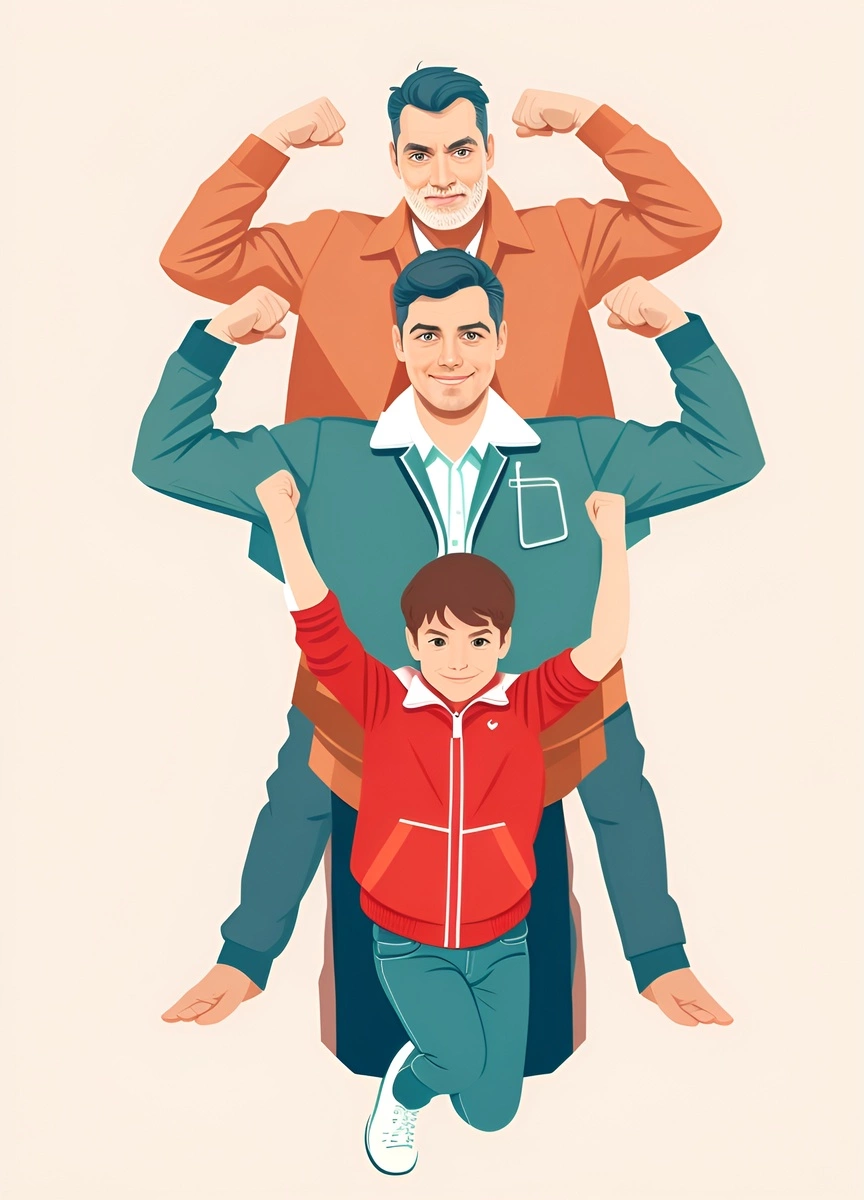 transforme la photo de la famille en art vectoriel (illustration)