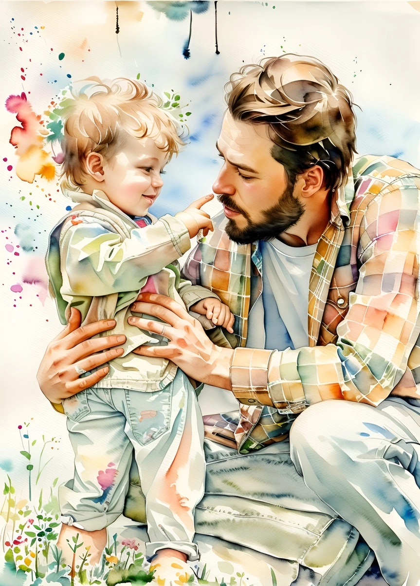 watercolor painting from a family photo, created with our AI art generator