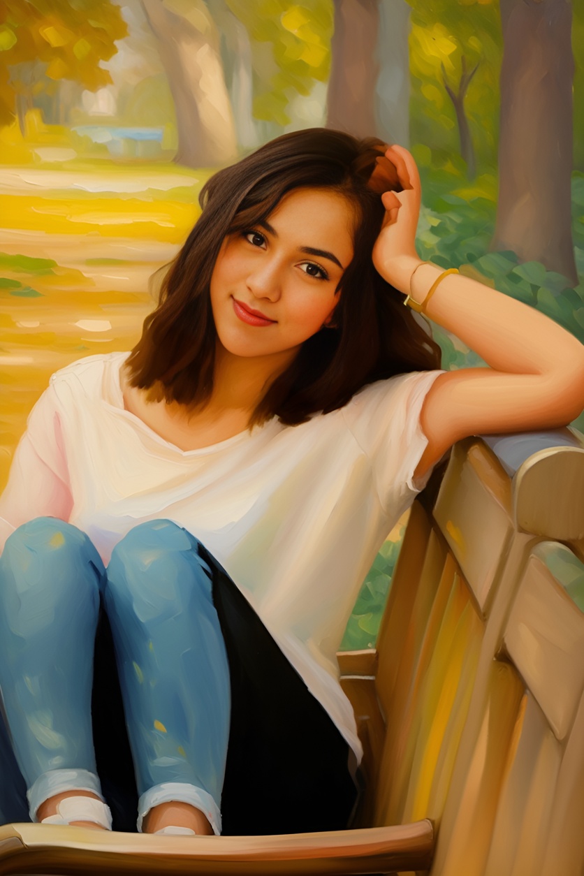 A oil painting from a reference photo, created by generative AI similar as midjourney and ChatGPT