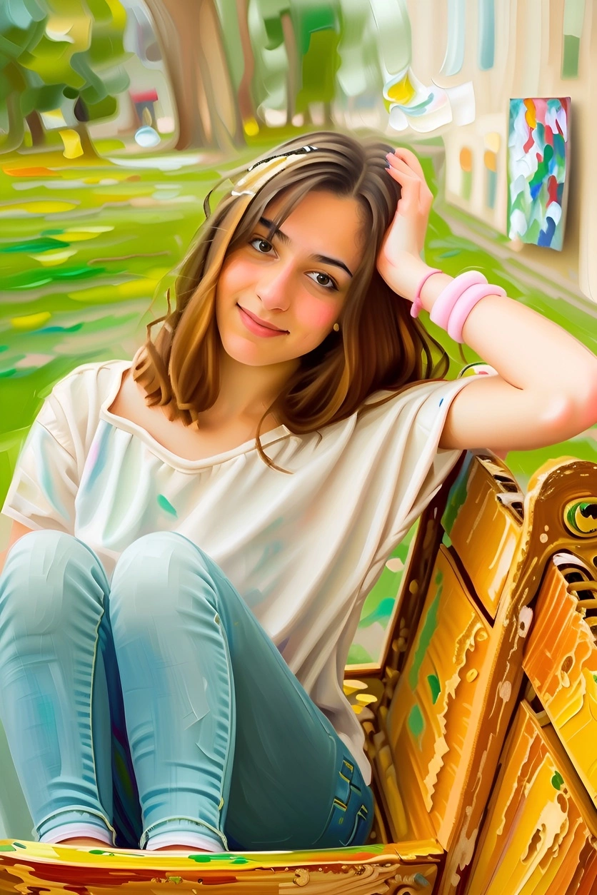 A oil painting from a reference photo, created by generative AI similar as midjourney and ChatGPT