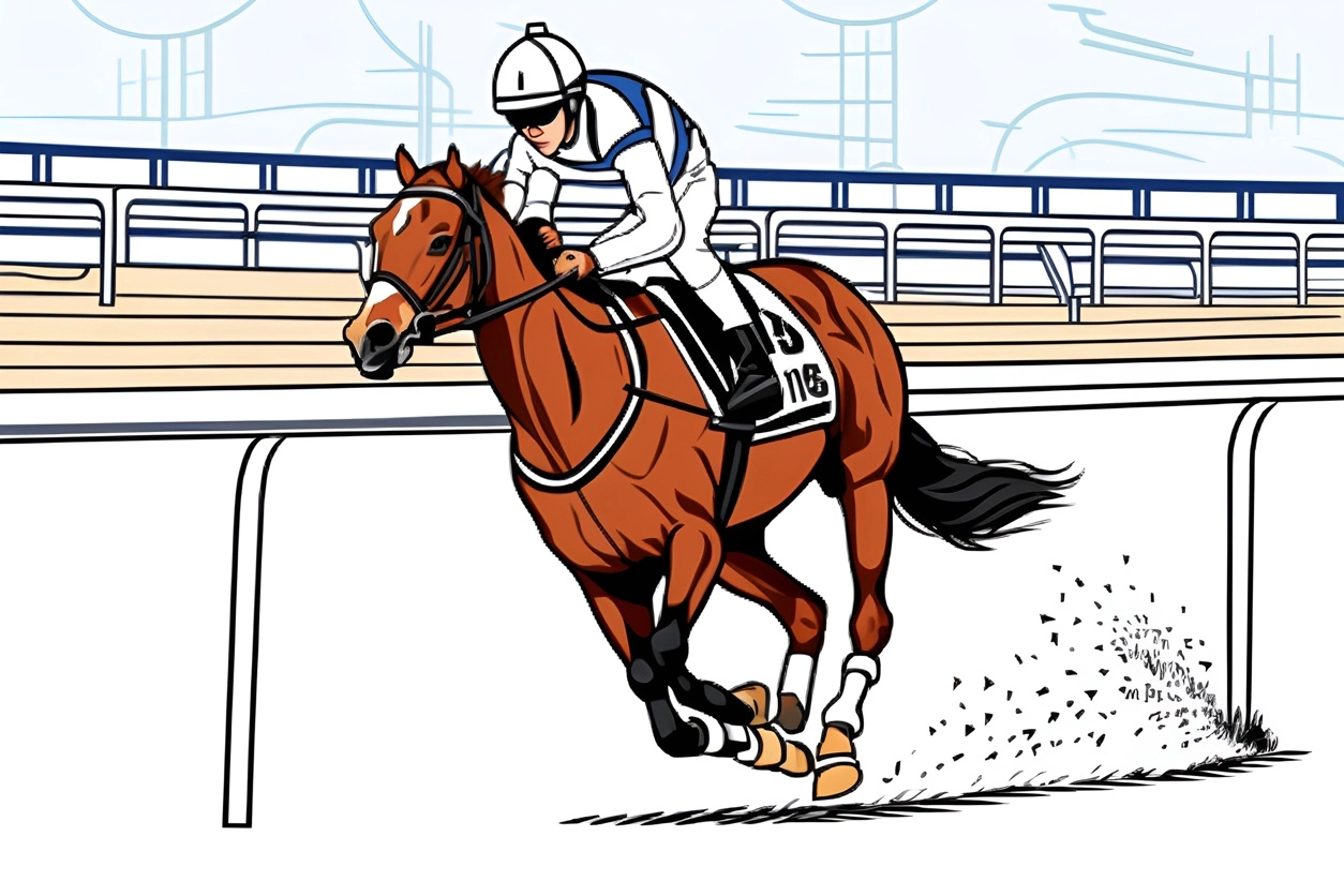 turns horse racing photo into line art