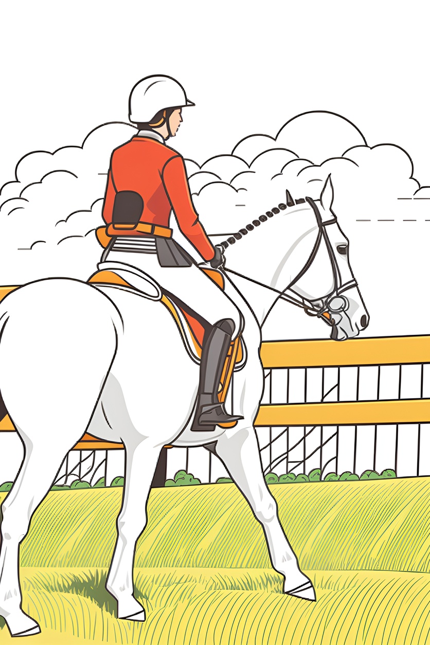 line art picture of horse riding from a reference photo, by generative AI similar as MidJourney and ChatGPT