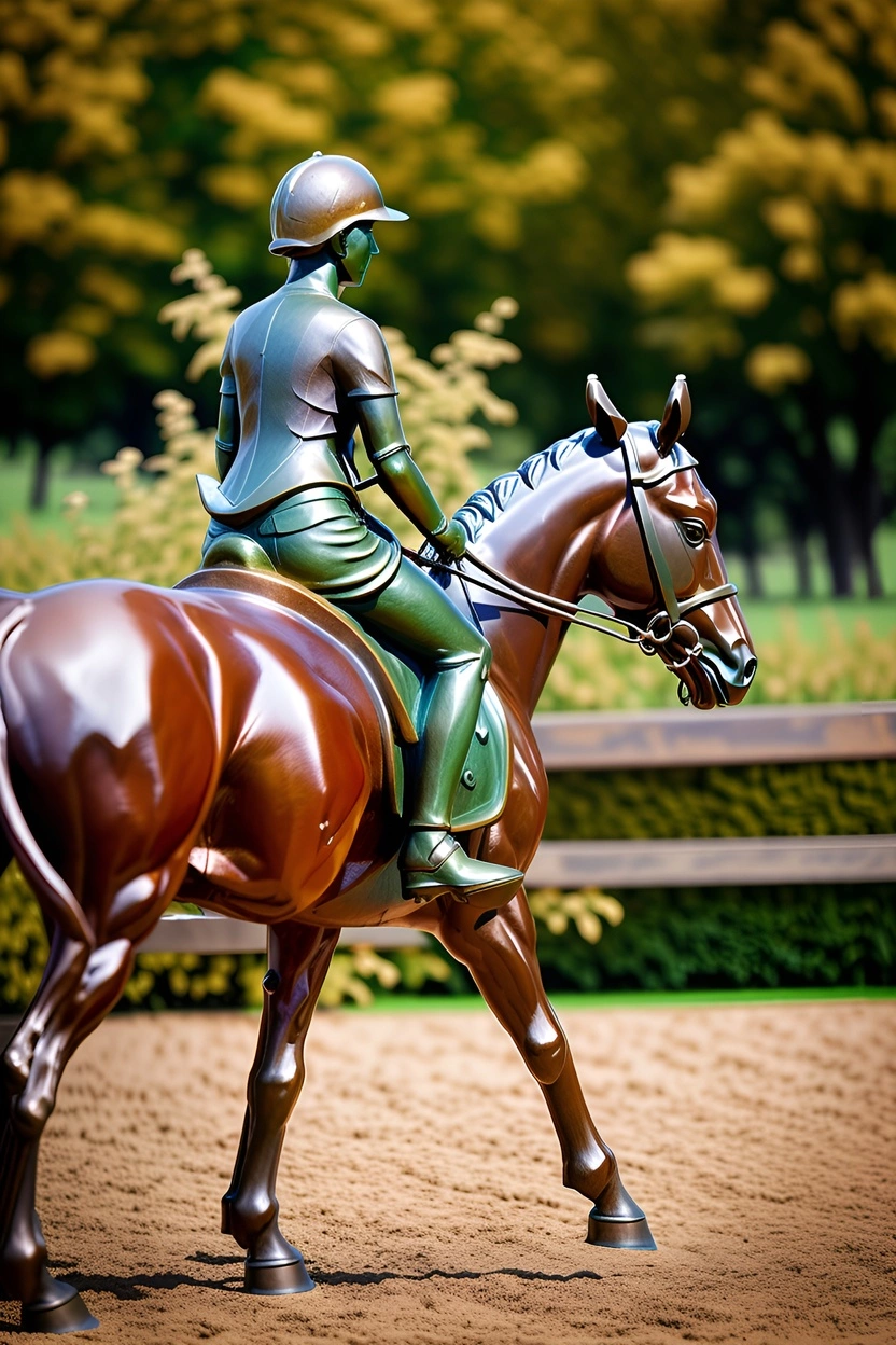 sculpture of horse riding made from a reference photo, by our AI art generator