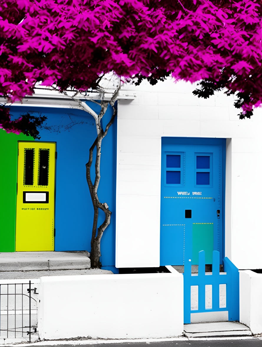 Pop art picture of a house, created from a reference photo by generative AI similar as MidJourney and ChatGPT